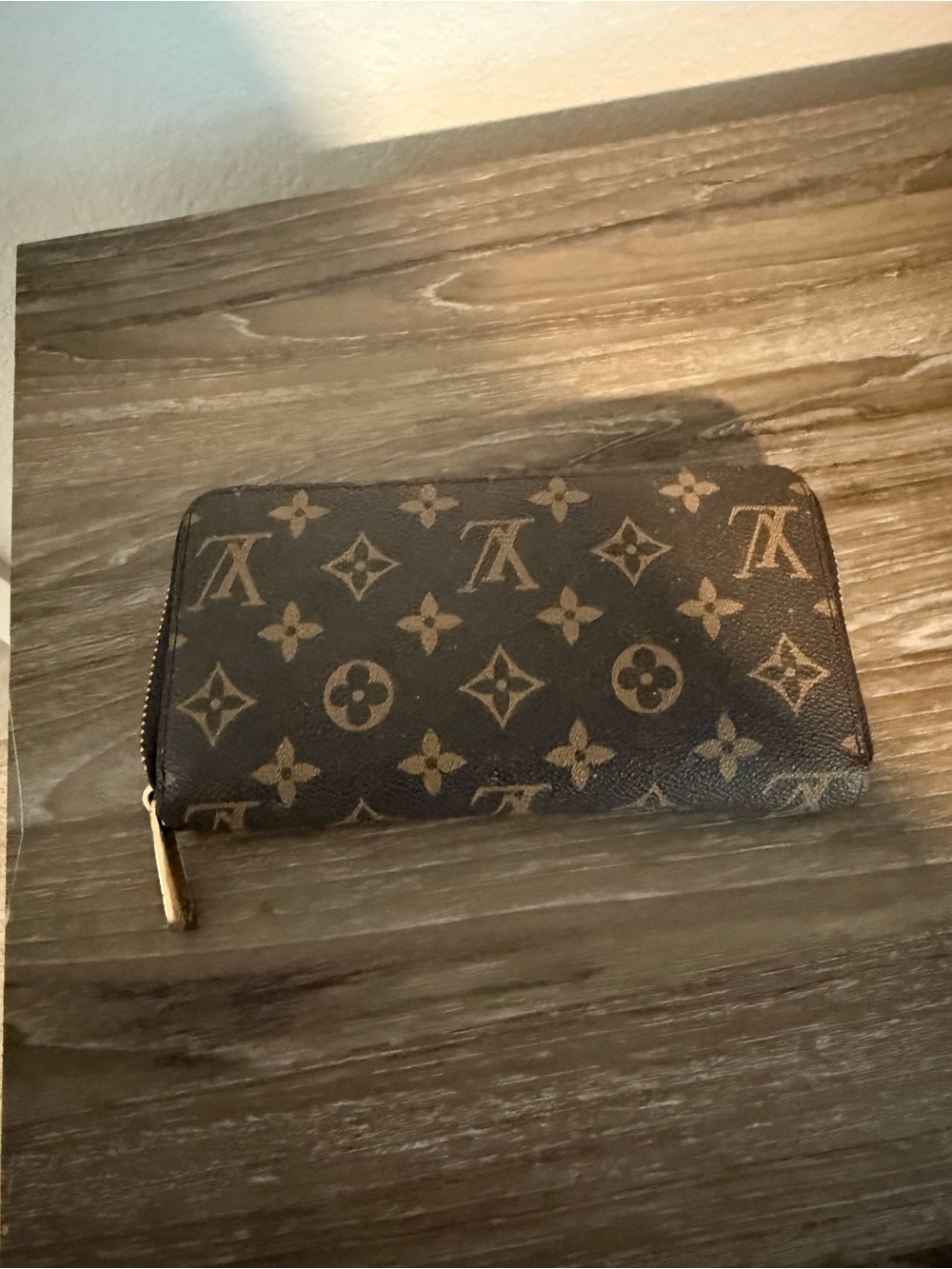 Louis Vuitton Monogram Zip Wallet in Brown and Gold